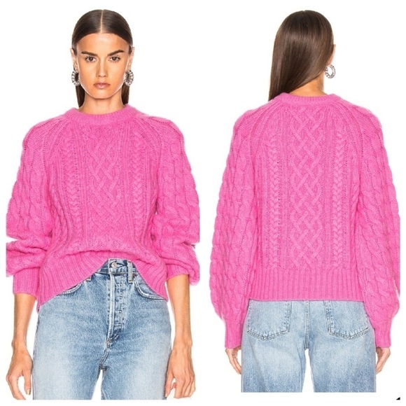 A.L.C. x SHOPBOP Mick Pink Cableknit Sweater in Bubblegum, Size Large - Picture 1 of 11